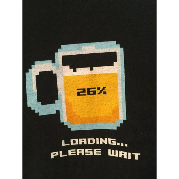 Beer Loading Please Wait Frosty Mug Think Geek Computer Bar Pre Hangover Shirt L - Picture 2 of 7